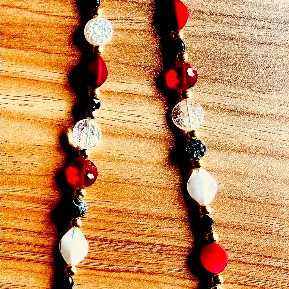 Handmade luxury beaded necklace w pendant and charms